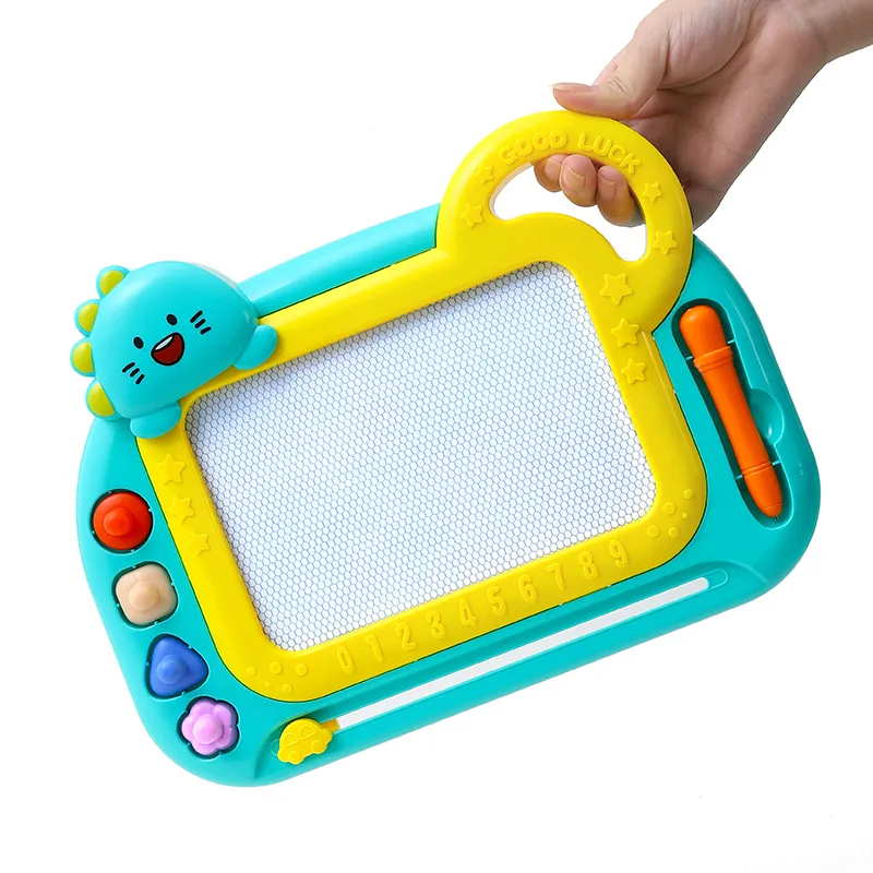 Magic Slate Board erasable Magnetic Drawing, Writing Dino Design with Handle, and Includes Pen & Four Stamps Size 30.7 x 23 cm (TK743)